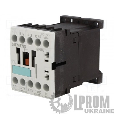 Контактор Siemens 3 кВт 7 А 24 В упр.DC 1NO (3RT1015-1BB41)